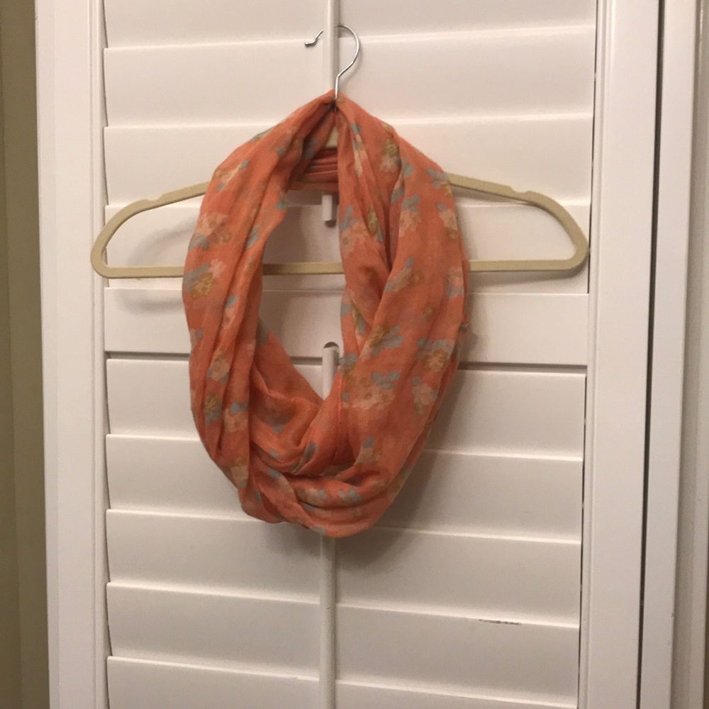 Pink floral infinity scarf